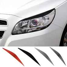 Cabeça dianteira do carro luz sobrancelha adesivo decorador de fibra carbono da lâmpada pálpebra linha olho fender tira para chevrolet malibu estilo do carro