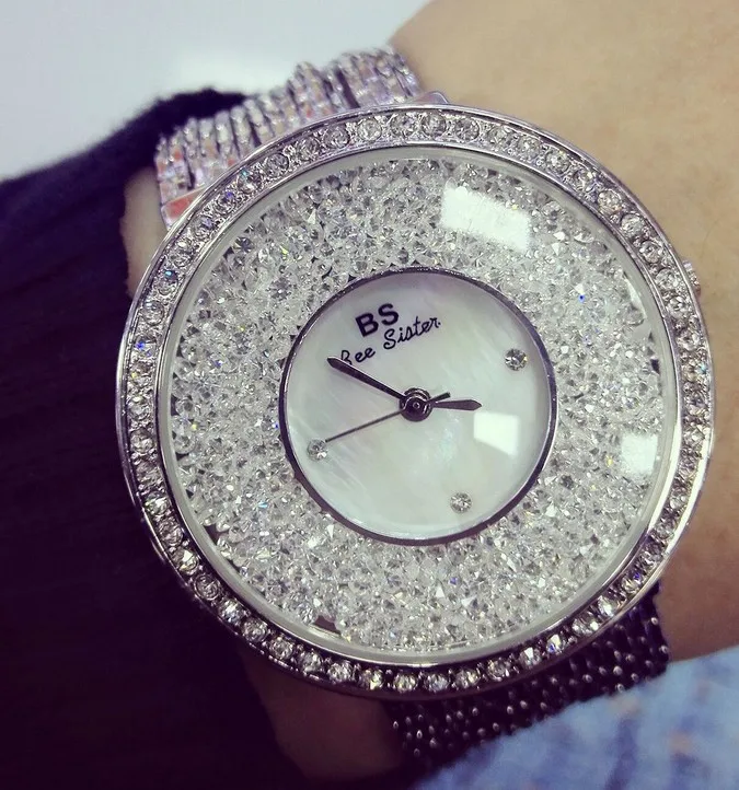 Hot Sales Women Watches Fashion new Lady Rhinestone Diamond Dress Watch Stainless Steel Big Dial Wristwatch lady Crystal Watch