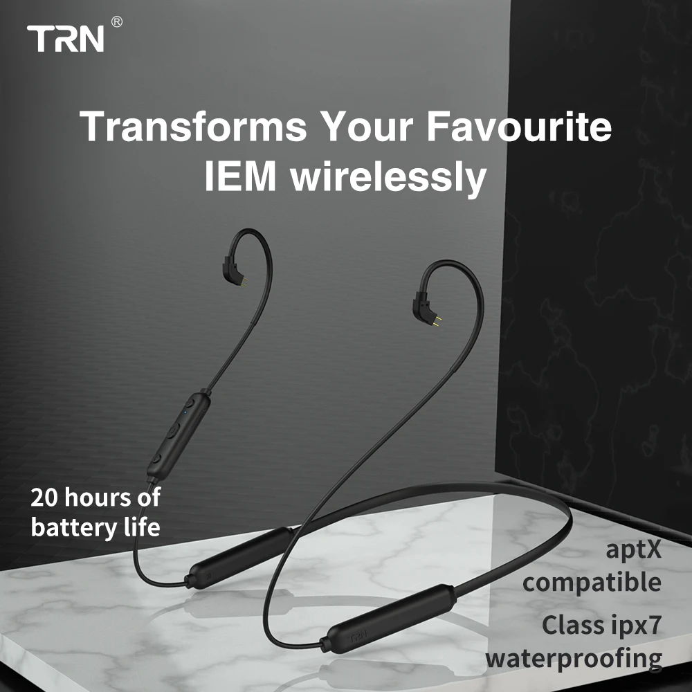 

TRN BT3S 4.2 Wireless Bluetooth Aptx Cable 2PIN 0.75 0.78mm IE80 MMCX A2DC Headphone Bluetooth Cable For TRN X6/KZ/TFZ/se215