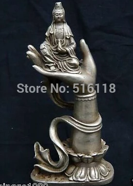 

Tibet Buddhist Silver Kwan Yin Buddha Hand Statue