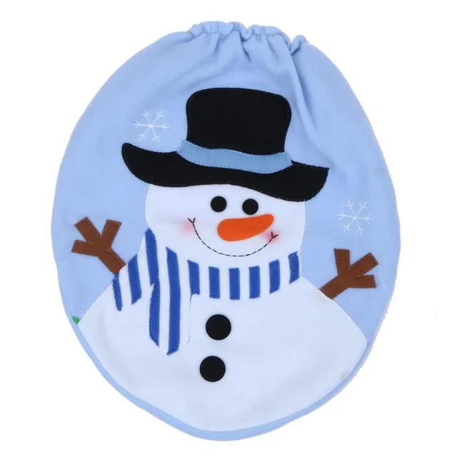 Чехол подушки сиденья для унитаза, рождественские украшения, счастье, Санта-Клаус, крышка для унитаза и ковер, набор для ванной комнаты, домашний Рождественский Декор - Цвет: 1pc blue snowman