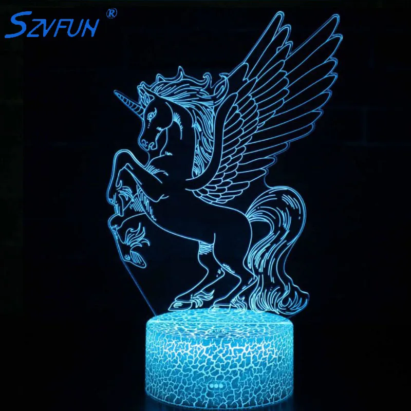 

Unicorn Party Romantic Gift 3D LED Table Lamp 7 Color Change Night Light Bedroom Decoration Holiday Kids Toys Luminaria Infantil