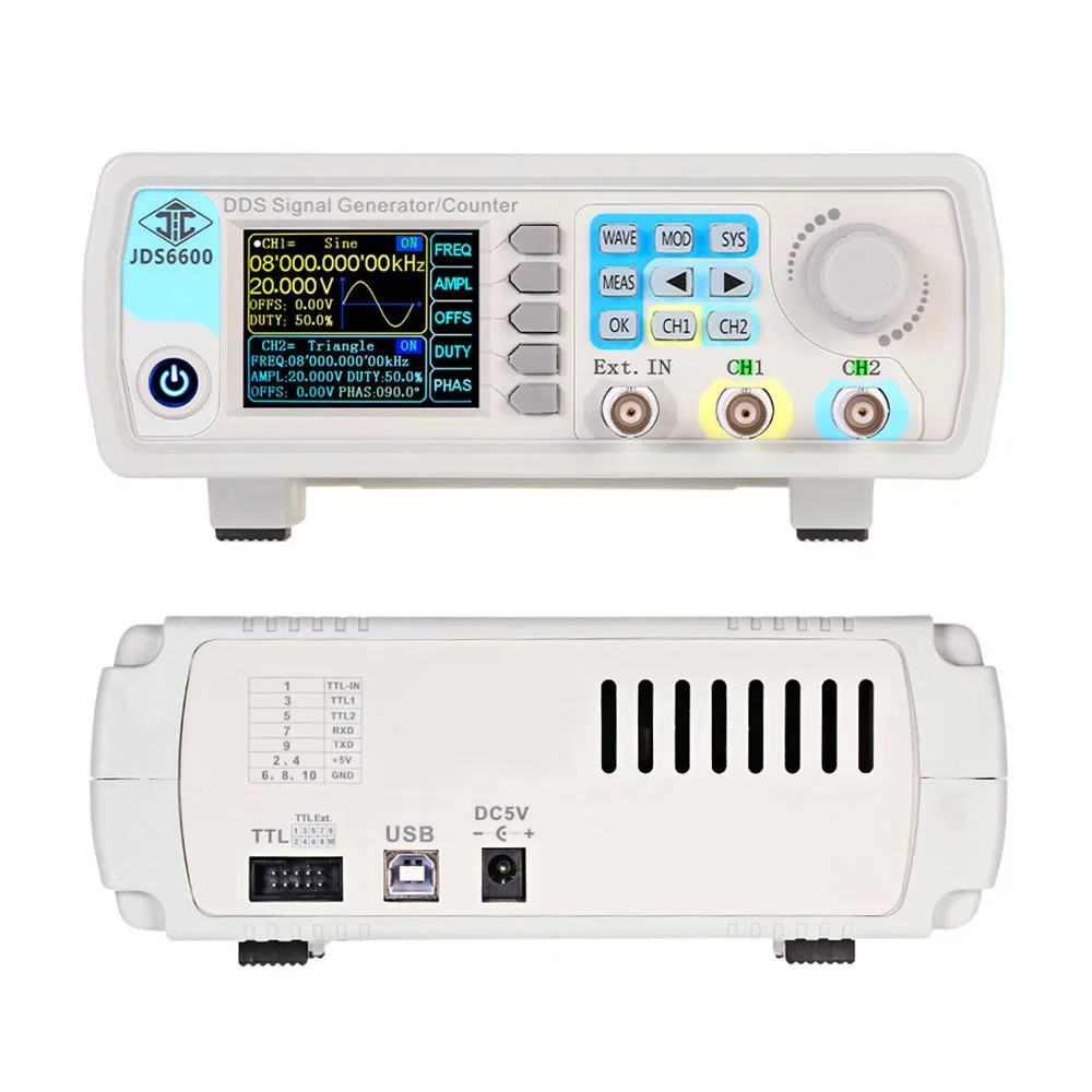 Signal Generator DDS Function US 60MHz Series Digital Control Dual-channel Frequency Meter 2.4 Inches | Инструменты
