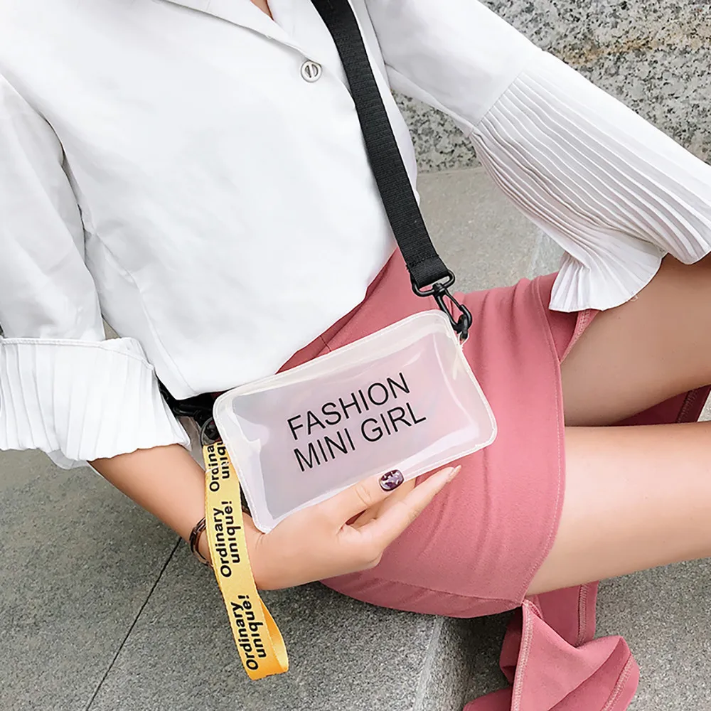 

Transparent Jelly Diagonal Small Square Bag Wide Shoulder Strap Women Bag Female Small Exquisite Transparent Bag