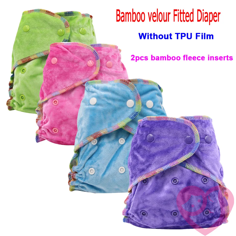 Buy 1PCS Reusable Bamboo Velour Fitted Diaper Bamboo