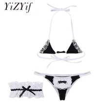 YiZYiF, женское бикини, комплекты нижнего белья, порно, мини бикини служанки, аниме, косплей, японская Лолита, кружева, три точки, бюстгальтер, наборы, сексуальное нижнее белье