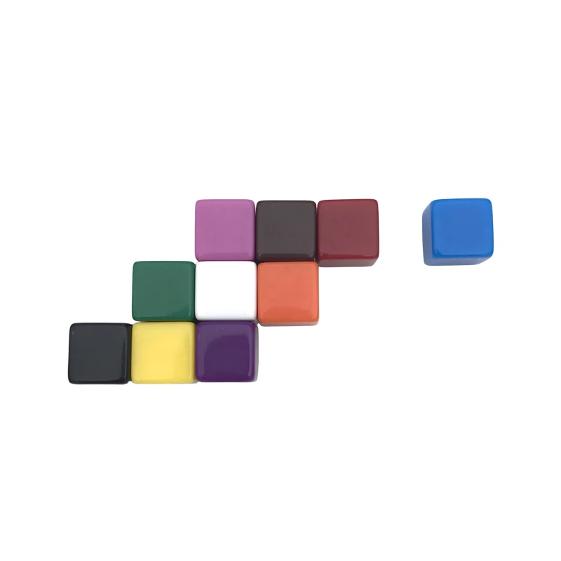 100Pcs/Lot New High Quality 16mm Acrylic Color Blank Dice D6 Can Write Carving Children Teaching Game Dice Wholesale Board Games