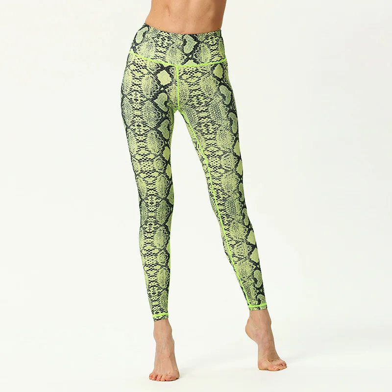Women Fitness Yoga Pants Slim High Waist Sport Leggings Gym Elastic Snake Print Long Tights for Running Tummy Control - Цвет: YH246
