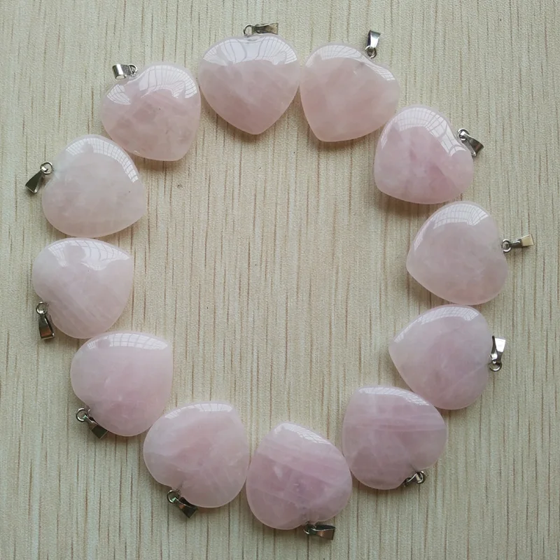 

Wholesale 20pcs/lot fashion hight quality natural quartz stone heart charms pendants 25mm fit necklace jewelry making free