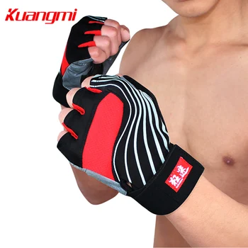 

Kuangmi 1 Pair Fitness Gloves Compress the wrist Dumbbell Weightlifting Training Gloves Cycling Half Finger Gloves Crossfit