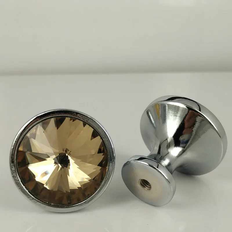 30MM Crystal Glass Diamond Shape Pull Knob Drawer Pulls Kitchen Door