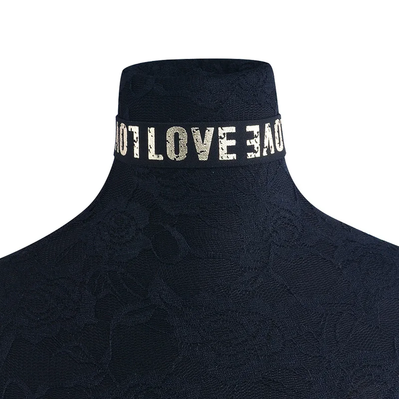

Simple Newest fashion jewelry accessories black cloth with "love" letter choker necklace for couple lovers' N369