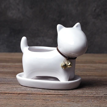 

1pc Cartoon Cute Dog White Ceramic Planter for Succulents Desktop Succulents pot Decorative Mini Flower Pot Home Garden Decor