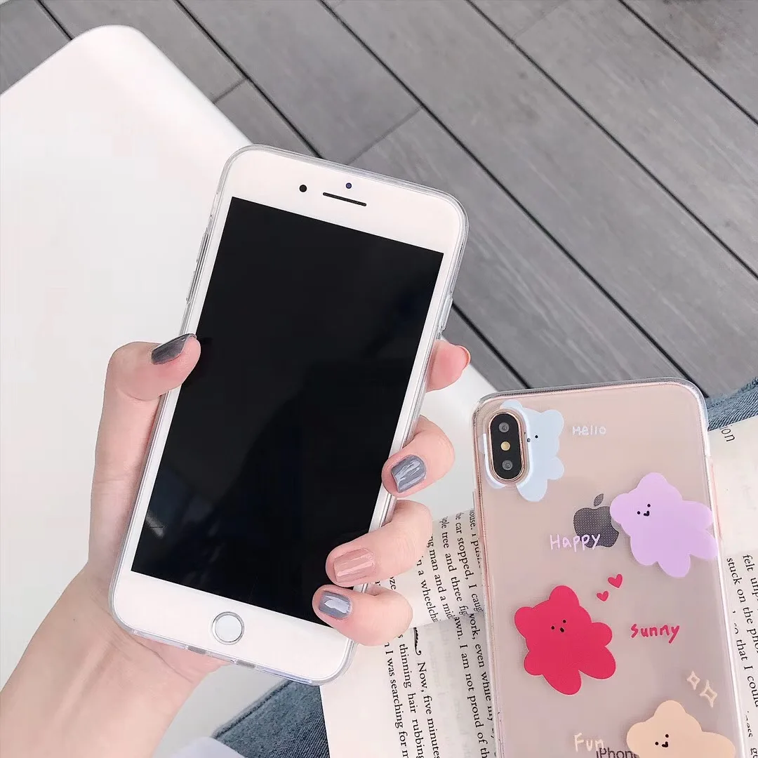 INS Korea cute candy bear phone case For iphone Xs MAX XR X 6 6s 7 8 plus super fire net red clear soft TPU back cover Fundas INS Korea cute candy bear phone case For iphone Xs MAX XR X 6 6s 7 8 plus super fire net red clear soft TPU back cover Fundas