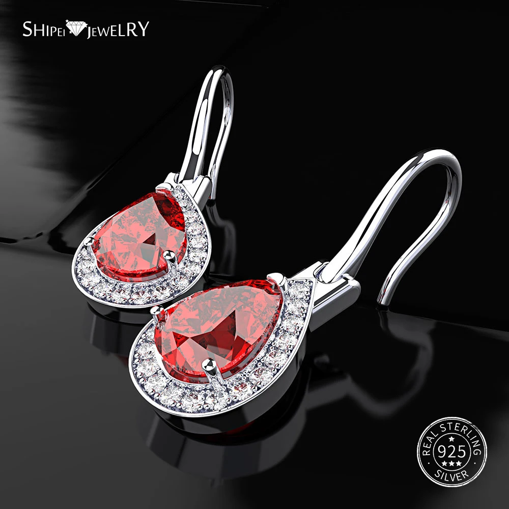 

Shipei 100% 925 Sterling Silver Yellow Pink White Sapphire Water Drop Earrings Fine Jewelry Teadrop Dangle Earrings for Women