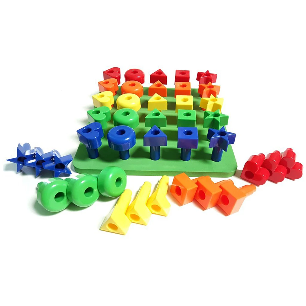 30 Pcs Stacker Peg Board Fun Kid Sorting & Stacking Developmental Game Toy Kids Child Early Cogntion Training Educational Gift