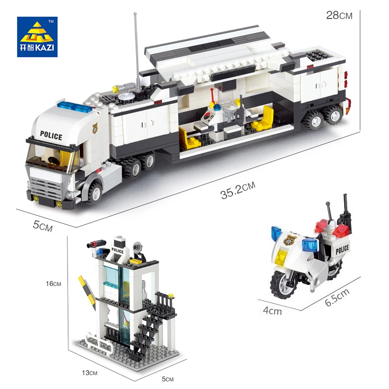 Полицейский участок центр модель блоки город DIY строительные блоки техника кирпичи развивающие игрушки для детей подарок для детей