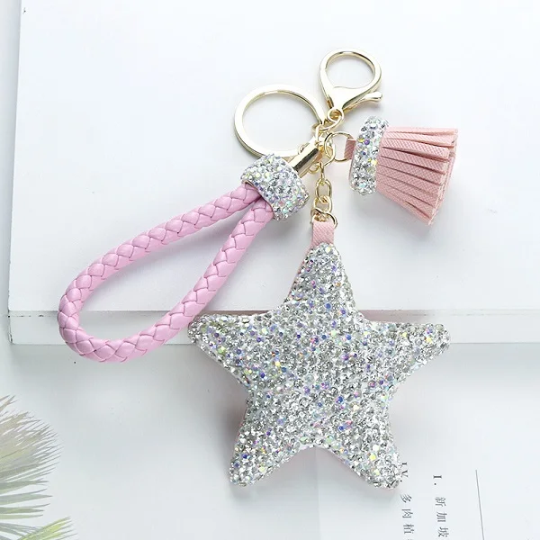 

2019 Fancy&Fantasy Hot New Cartoon Sea World Starfish Pearl Shell Keychain Key Chain KeyRing Crystal Pendant Keychain Women Gift