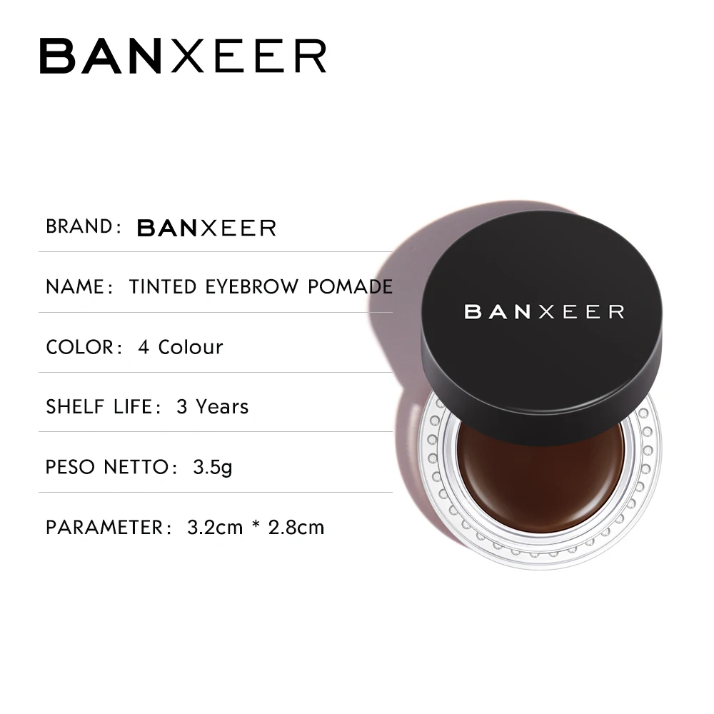 Водостойкий коричневый крем для бровей BANXEER 4 цвета с кисточкой долговечная