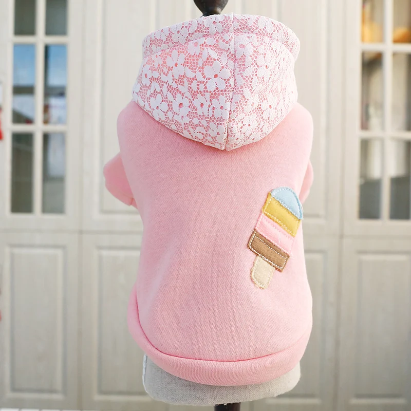 

Dog Clothes New Popular Spring Pet Dog Coats Cute Pink Ice Cream Hoodies Two Feet Teddy Puppy Pet Clothing For Small Pets XS-XL