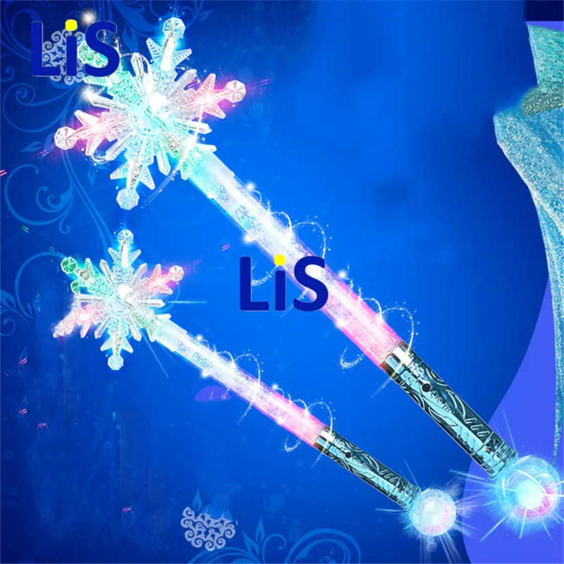 

New Kids Elsa Anna LED Magic Wand 3 Modes Flash Light Toy Glow in the Dark Action Figures Girls Toys Led Magic Sticks Cosplay