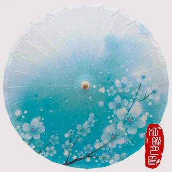 

G20 Conference Same Design Paper Umbrella Souvenir Handmade Blue Background Sakura Cherry Oiled Cosplay TV Parasol