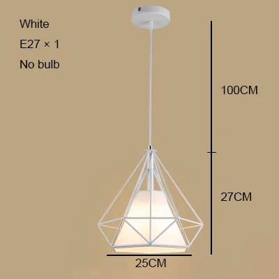 Современный промышленный подвесной светильник в виде клетки, винтажная железная Подвесная лампа, лампа в виде бриллиантовой пирамиды, птицы, лофт, лампа для столовой, кухни - Цвет корпуса: Type 11 no bulb