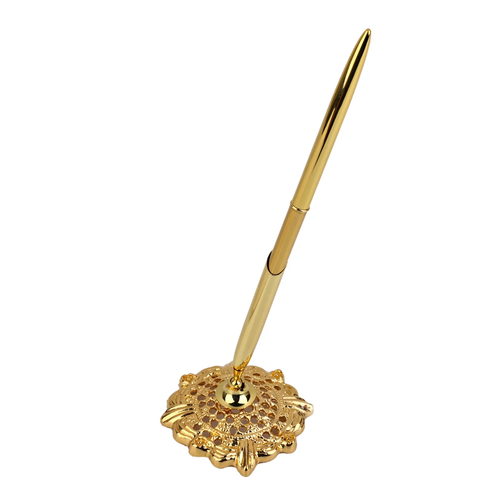 Gold Antique Wedding Signing Pen with Filigree Base Wedding Guest Book Registry Signature Signing Pens Reception Desk Supplies