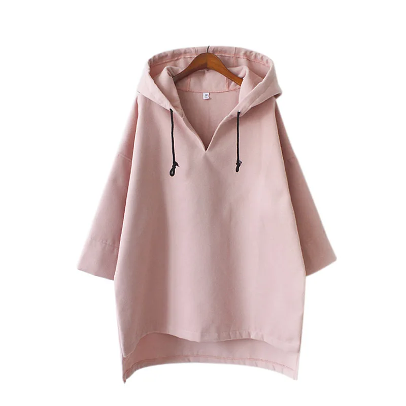 

New Arrival Women Hoodies Casual Hooded Long Sleeve Sweatshirt Solid Pullovers Loose Tops
