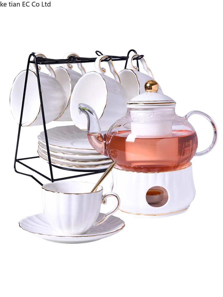 Креативная Европейская чашка для кофе набор английский послеобеденный чай чашка набор чайник с цветами керамический красный чай чашечная свеча нагревательная печь
