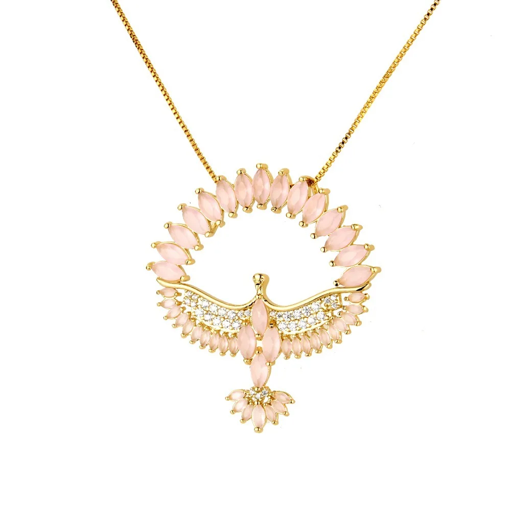 Lucky Sonny Holy Spirit Bird Collar Gold Color Colored CZ Inlay Brazil Hot Santo Necklace Fashion Joyeria Women Feminina Colar (4)