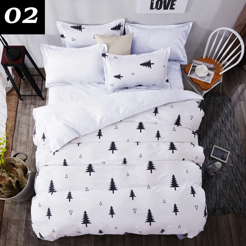 Black And White Pine Tree Reindeer Bedding Set 4 Colors