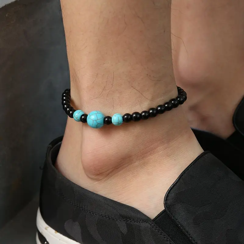 

2019 Weave Man Anklet Chain Bracelets & Bangle For Boy Bead Crystal Anklets Men Jewelry