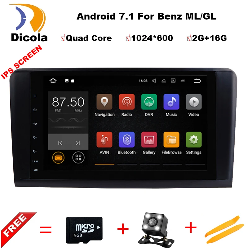 

Android7.1.1! Two Din 9 Inch Car DVD Player For Mercedes/Benz/GL ML CLASS W164 X164 ML350 ML450 GL320 GL450 Wifi GPS BT Radio
