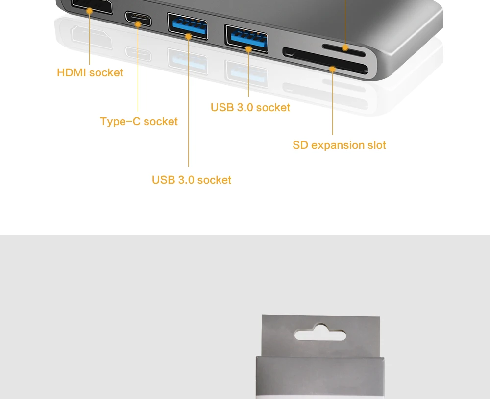 Высокое разрешение type-c 3,0 к HDMI/кард-ридер/концентратор адаптер 5 Гбит/с для нового Macbook Chromebook Pixel Surface Pro 4 Поддержка 4K