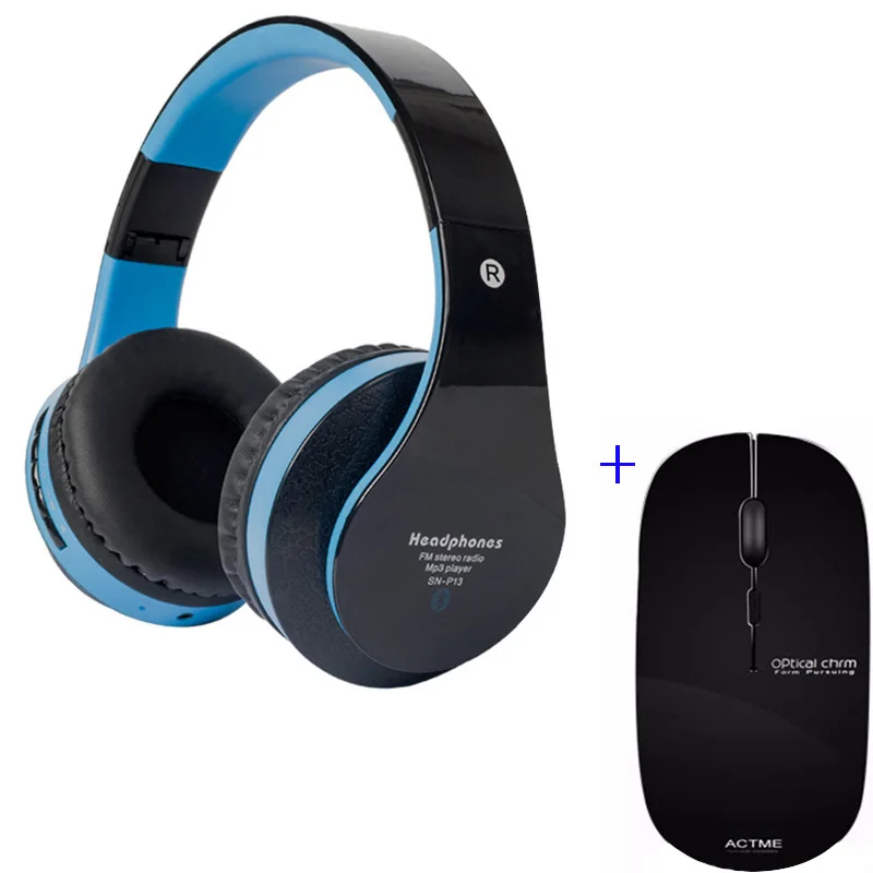 

New Bluetooth Headset Earphone Wireless Headphone with Mic+Rechargeable Wireless Mouse Slient Button Ultra thin Mute Mice