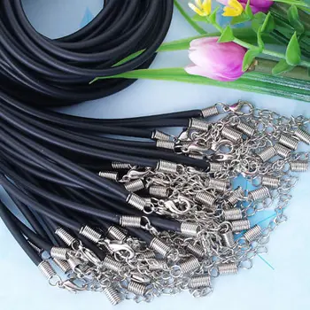 

100PCS Elastic Rubber Pendant Cord String Lobster Clasp 50pcs 2mm and50pcs 3mm