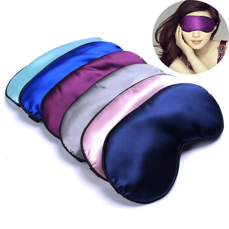 

Hot Sale 1Pcs Soft Pure Silk Sleep Eye Mask Padded Shade Cover Travel Relax Aid Blindfold Shades Helper 6 Colors Free Shipping