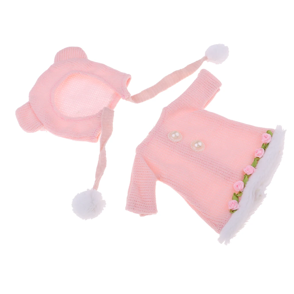 Doll Clothes Accessories Knit Skirt with Hat Outfit for 25cm MellChan Doll Dress up Pink Clothes Accessories