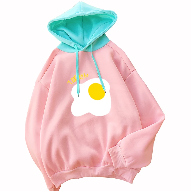  2018 Autumn Moletom Feminino Hoodie Casual Harajuku Kawaii Omelette Long Sleeve Hooded Pullover Wom