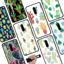 Green Cactus flower Black Soft Case for Oneplus 7 Pro 7 6T 6 Silicone TPU Phone Cases Cover Coque Shell