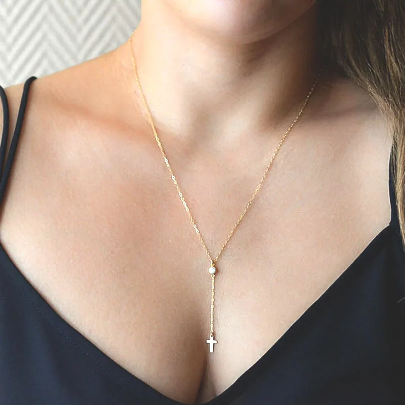 

2019 designer original alloy drill cross pendant necklace female girl jewelry wedding gift