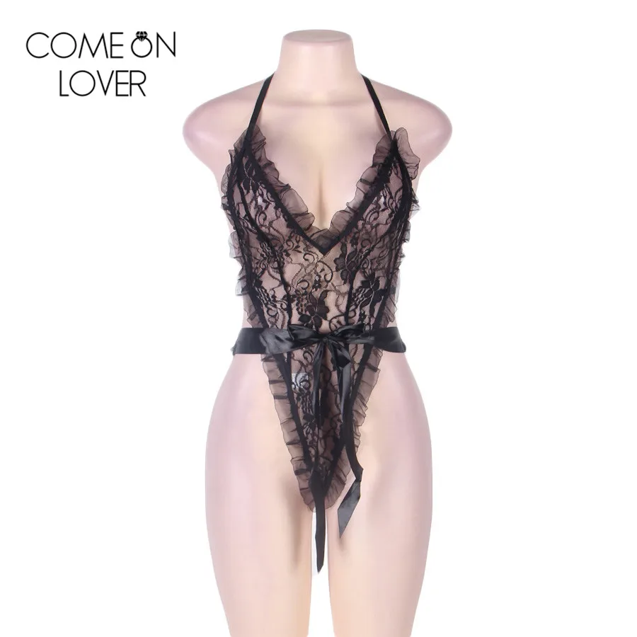 Ночная одежда Comeonlover Тедди + фиксаторы на запястье боди с открытой спиной и