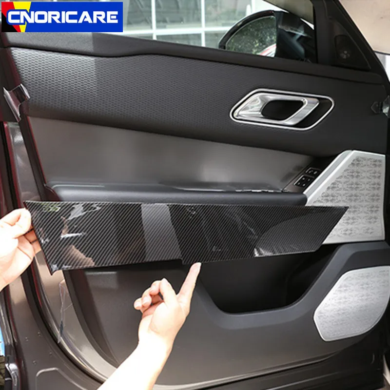 

Carbon Fiber Style Car Door Panel Decoration Cover Trim For Land Rover Range Rover Velar 2017-2018 ABS 4pcs Interior Declas