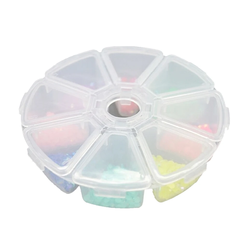 

Mini Plastic Round 8 Cell Compartment Pill Jewelry Organiser Container Storage Box case