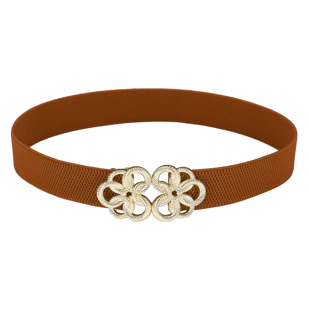 

Woman Belts for Dress Designer Metal floral interlock 2018 Stretchy Women Ladies Elastic Waist Belt Waistband Womens Brown Belt