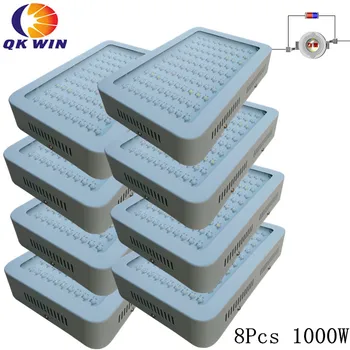 

8pcs Qkwin 1000W Led plant grow light 100x10W high power double chip led hydroponics lighting system full spectrum