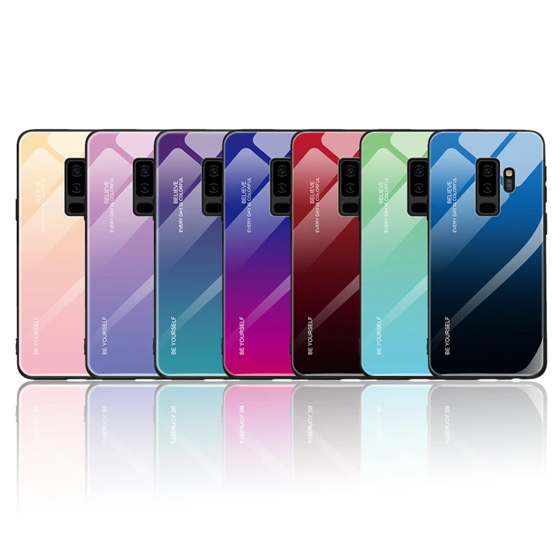 

Gradient Tempered Glass Phone Case For Samsung Galaxy S9 Plus Case For Samsun S9Plus G960F G960U G965F G965U G960W Coque Cover