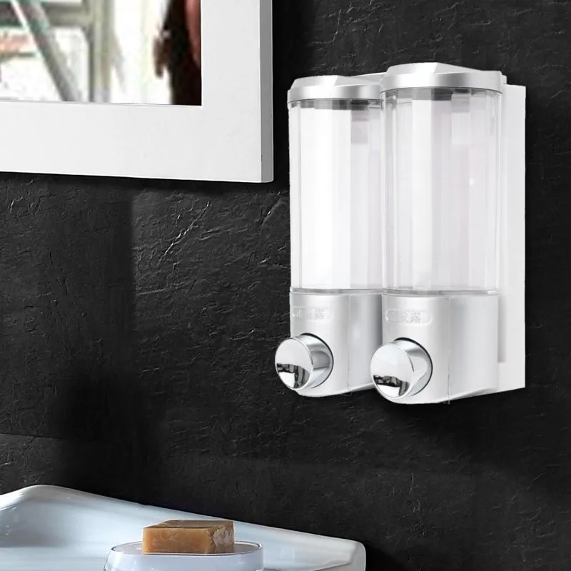 

2x400ML Home Bathroom Double Soap Dispensers Hotel Shower Body Lotion Shampoo Container Bottle Liquid Soap Dispenser