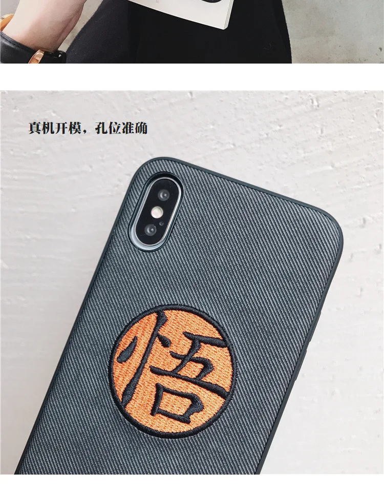 Japan Cartoon Anime Embroidery Goku Phone Cover Case For Iphone X 11 pro Xs Max Xr 10 8 7 6 6s Plus Soft Silicone Coque Fundas